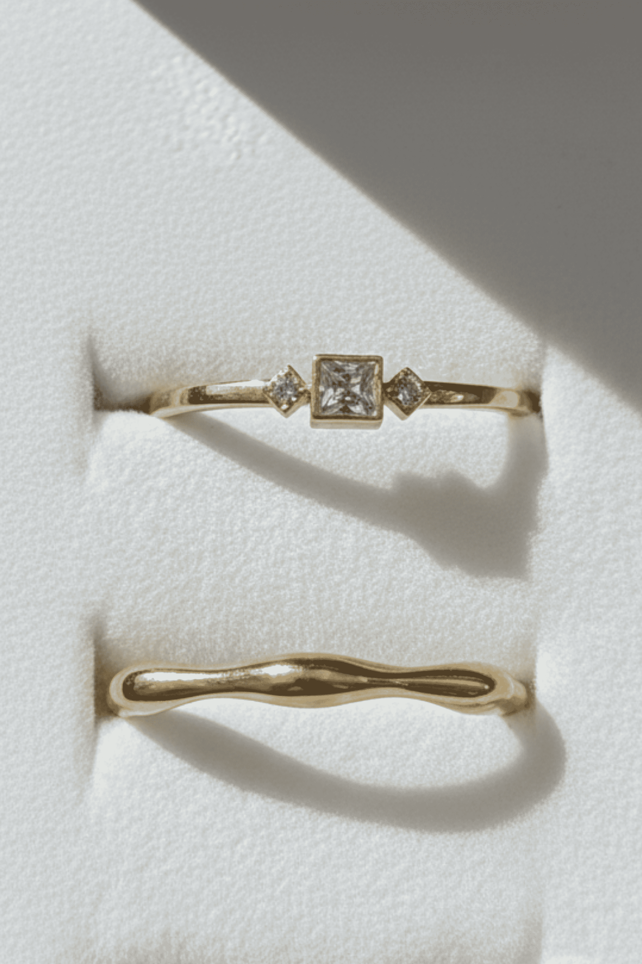 Gold Renk Zirkon Taşlı Minimal Yüzük Çifti / Ayarlanabilir