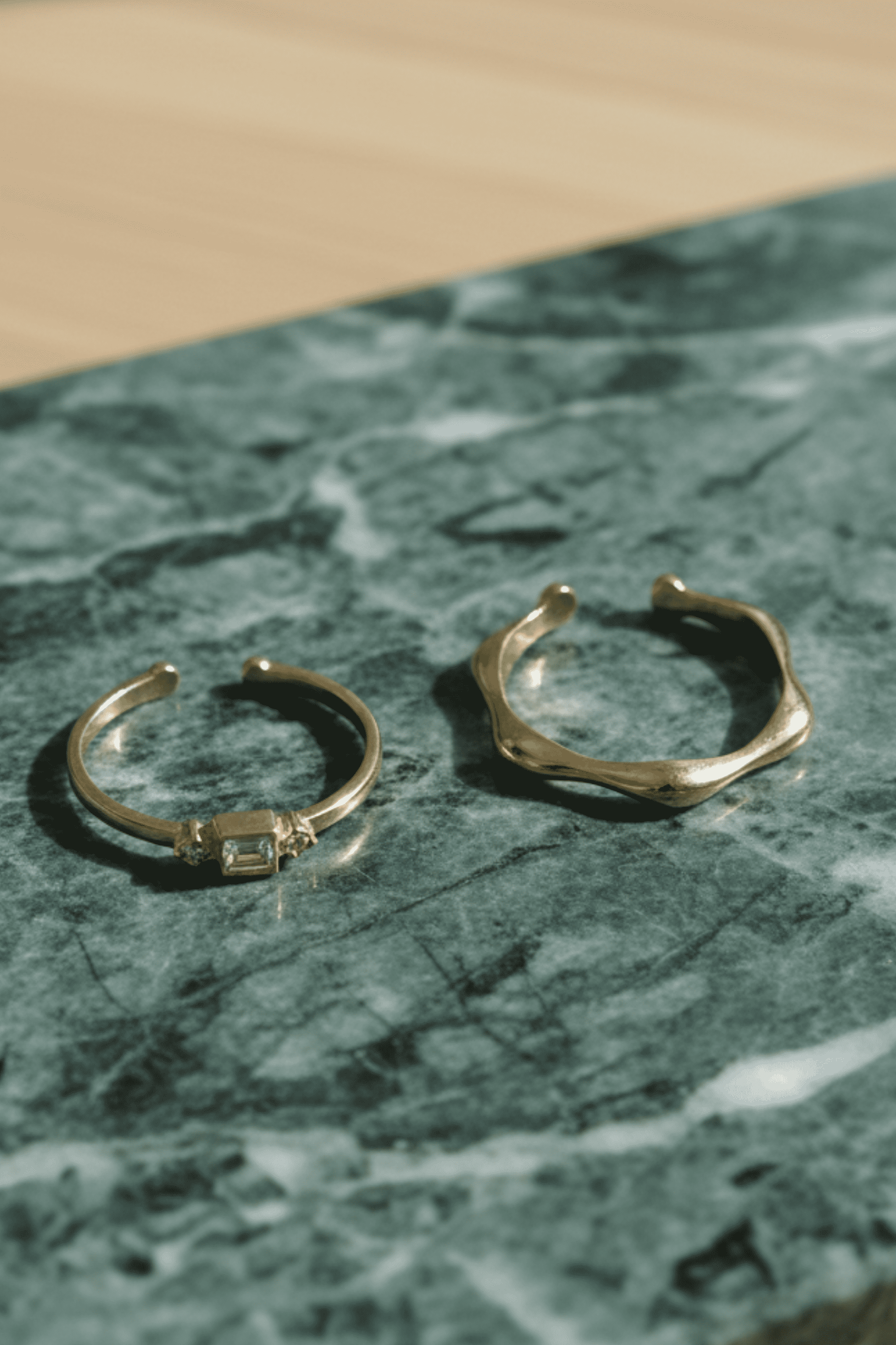 Gold Renk Zirkon Taşlı Minimal Yüzük Çifti / Ayarlanabilir