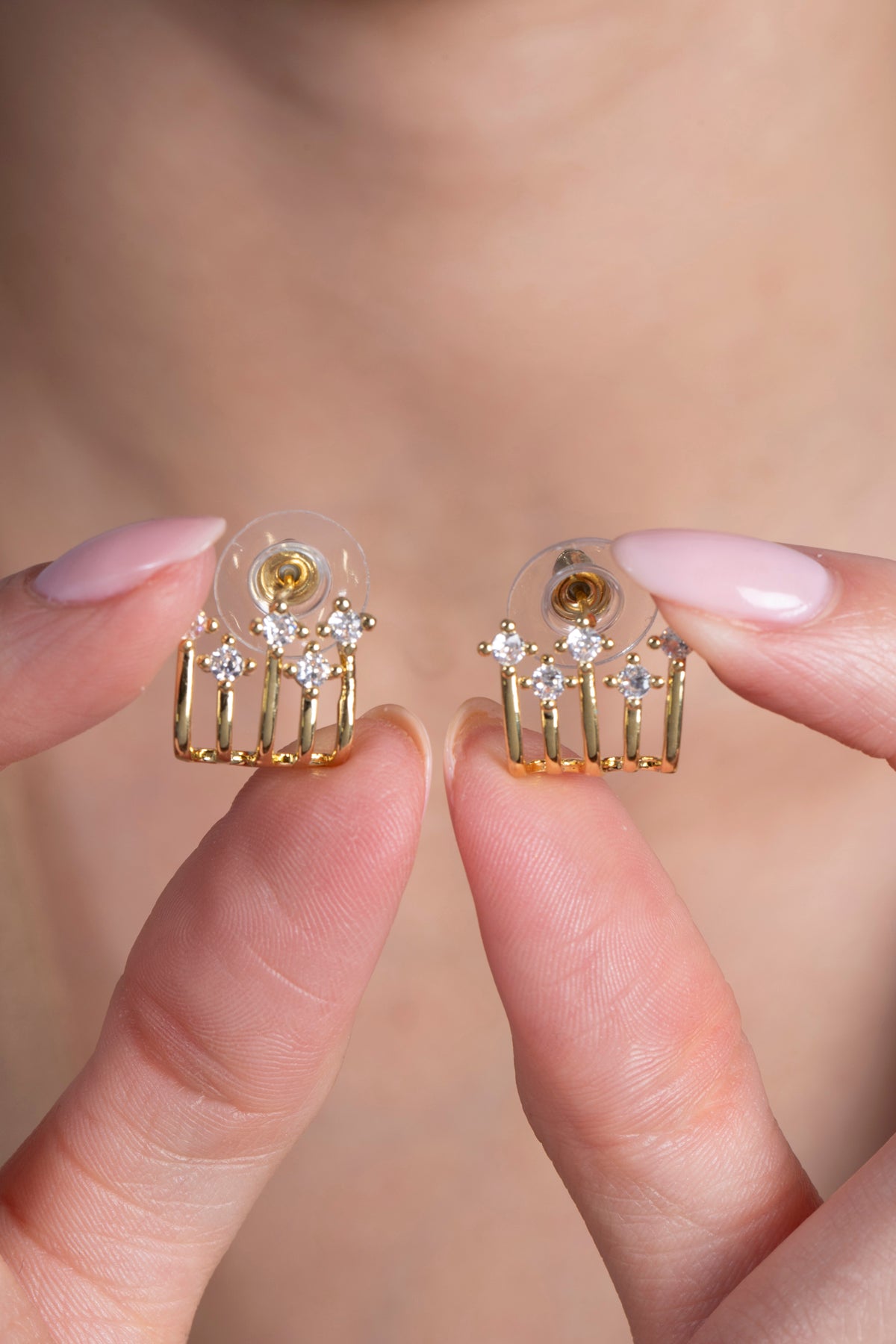 Kadın 14K Gold Kaplama Dörtlü Görünümlü Küpe